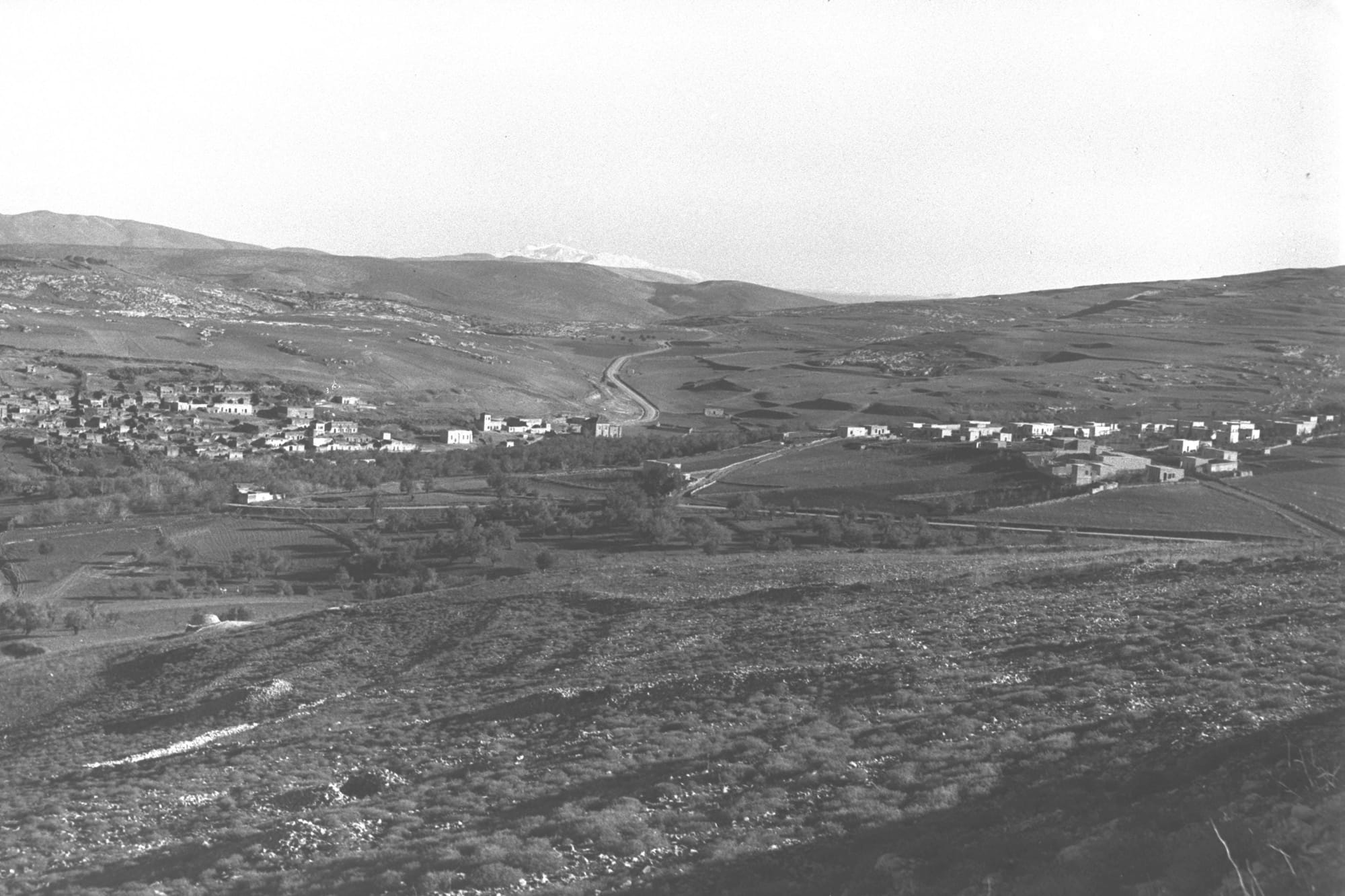 Hills with spare village buildings